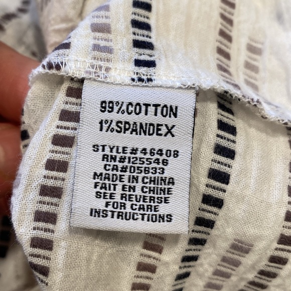 Habitat Button Front Tunic with Collar & Front Pockets in White & Shades of Gray - Picture 9 of 12